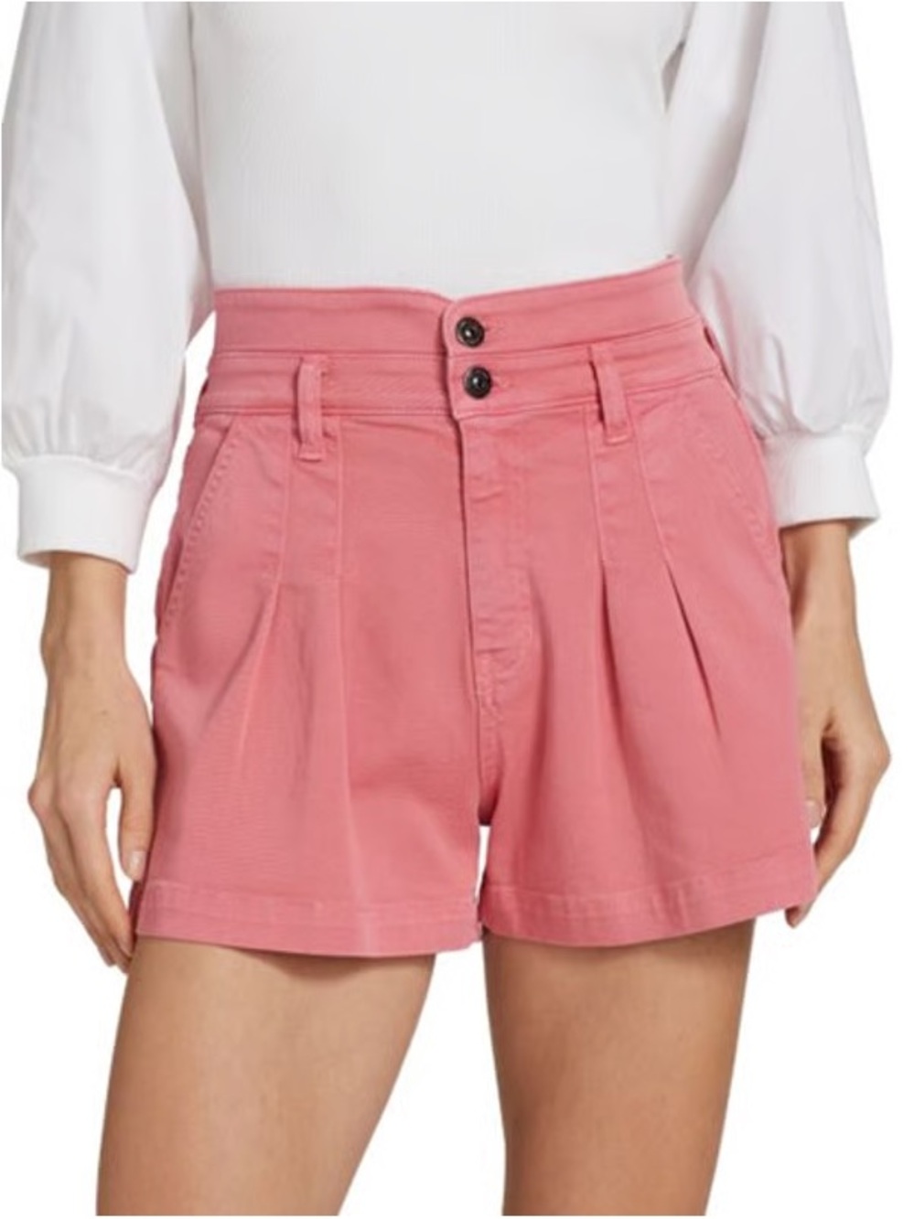 Veronica Beard Rose Pink High-Waist Pleated Bermudas